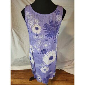 Vtge Sheer MOC Purple Floral Rayon Summer Dress Size M
